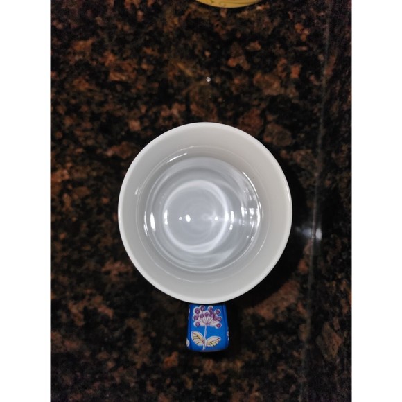 Rare Pier 1 Porcelain Mug Colorful Floral Blue Orange Purple Green 6" Tall - Picture 8 of 9